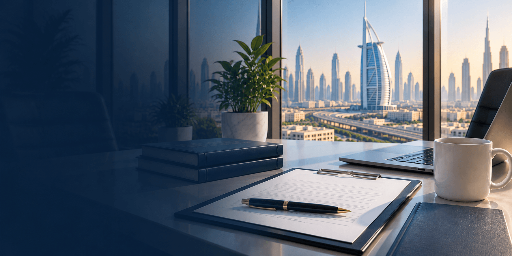 Dubai Skyline and Office